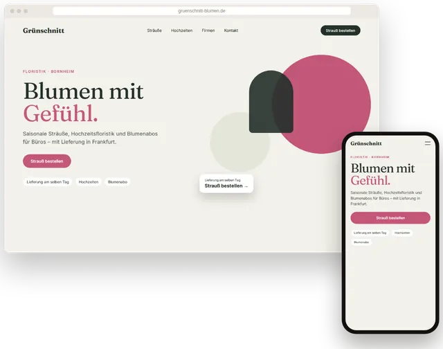 Beispiel-Website für einen Blumenladen mit Strauß-Bestellung