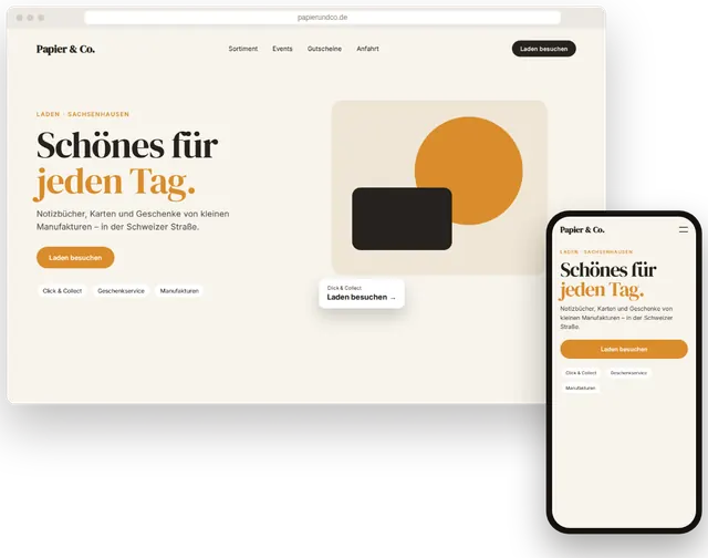 Beispiel-Website für einen inhabergeführten Laden