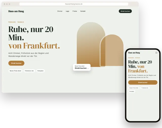 Beispiel-Website für eine Pension mit Direktbuchung