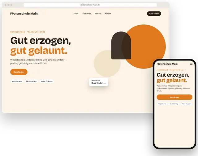 Beispiel-Website für eine Hundeschule mit Kursübersicht