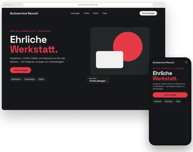 Beispiel-Website für eine Kfz-Werkstatt mit Online-Terminanfrage
