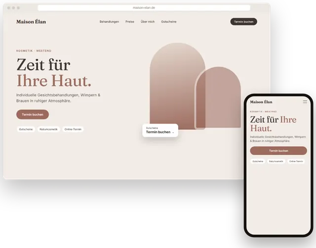 Beispiel-Website für ein Kosmetikstudio mit Behandlungen und Online-Terminbuchung