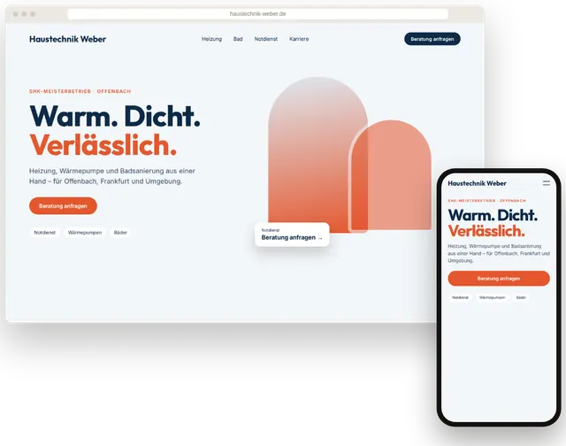 Beispiel-Website für einen Sanitär- und Heizungsbetrieb