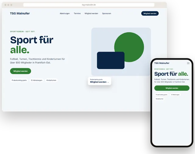 Beispiel-Website für einen Sportverein mit Trainingszeiten und Mitgliedschaft