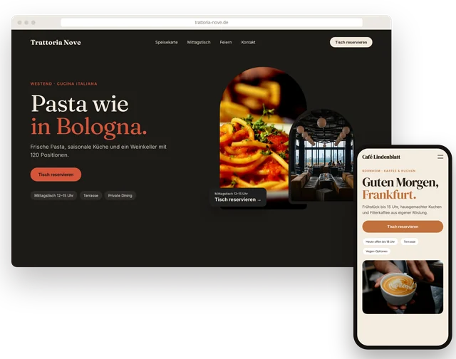 Beispiel-Websites auf Laptop und Smartphone