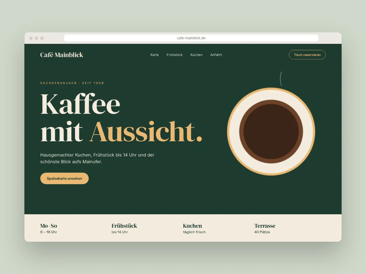 Website-Design für ein Café in Frankfurt-Sachsenhausen