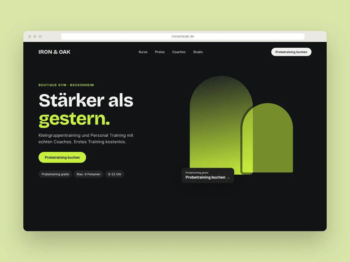 Website-Design für ein Boutique-Gym in Frankfurt-Bockenheim
