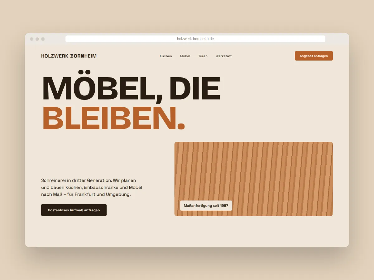 Website-Design für eine Schreinerei in Frankfurt-Bornheim