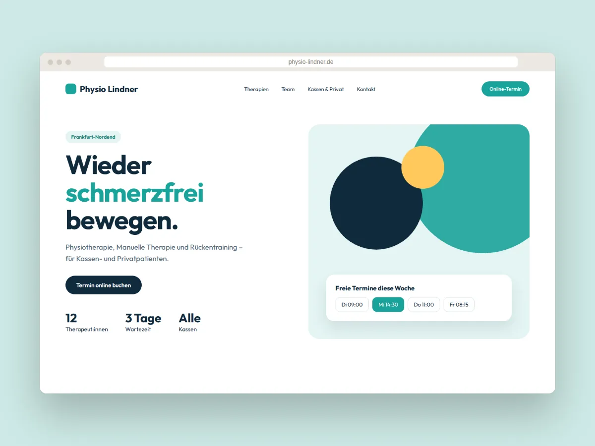 Website-Design für eine Physiotherapie-Praxis im Frankfurter Nordend
